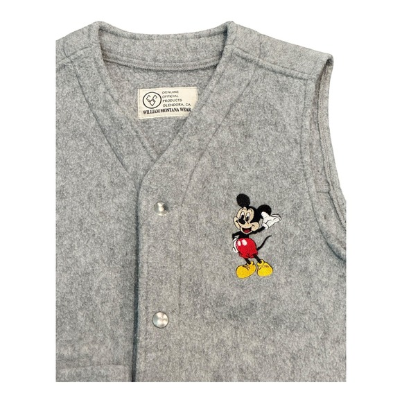 William Montana Wear Mickey‎ Mouse Vest Fleece Gray Disney Made In USA Vintage - Picture 2 of 7